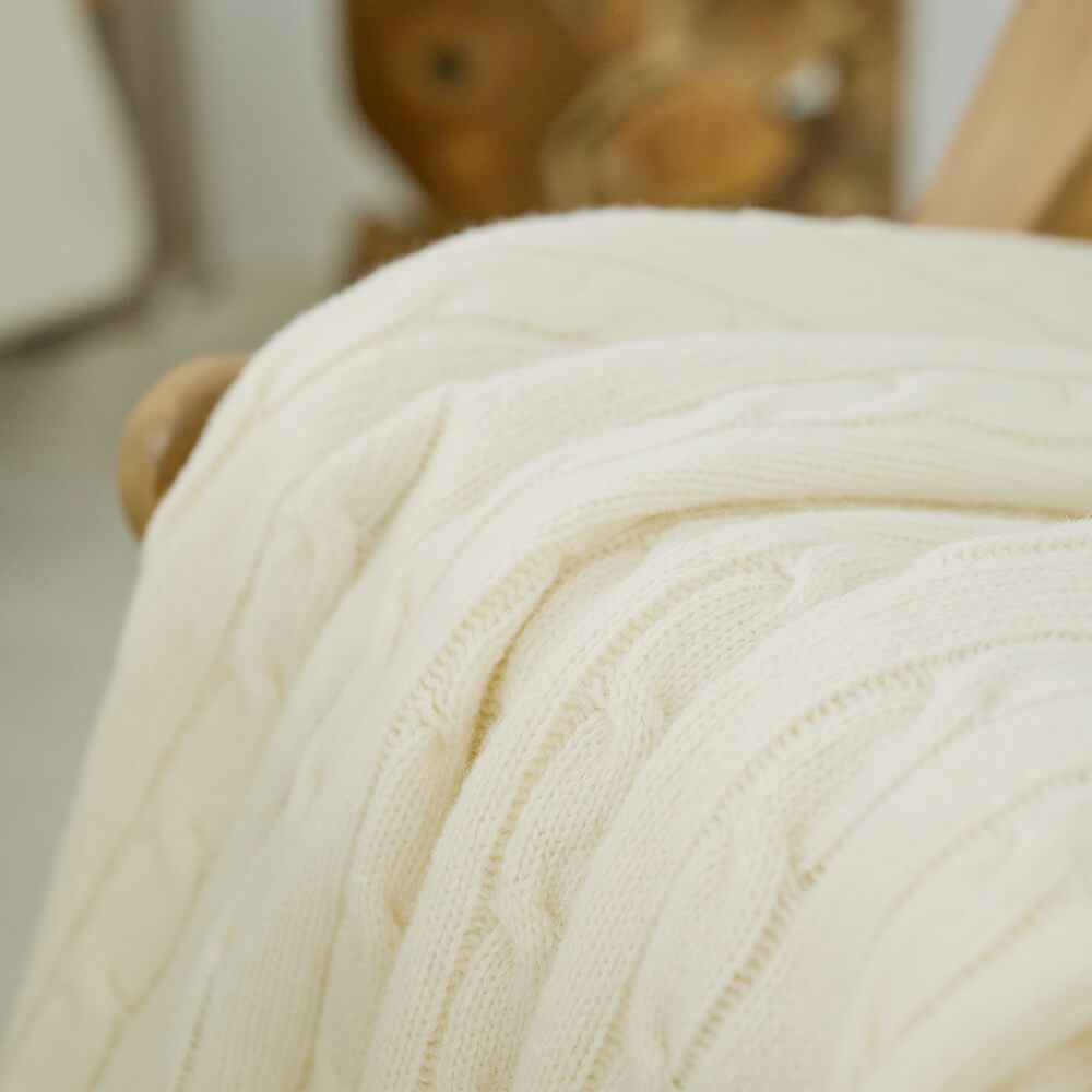 Cream blanket braid throw wool blankets woolen blankets moyha