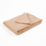 NARZUTA Z WEŁNY Z OZDOBNYM BRZEGIEM JASNOBRĄZOWA