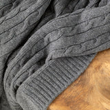 WOOL BRAID GRAPHITE BLANKET