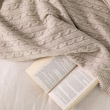 WOOL BRAID BEIGE BLANKET