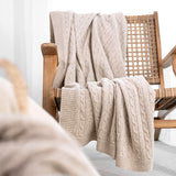 WOOL BRAID BEIGE BLANKET