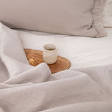 PLED Z WEŁNY Z OZDOBNYM BRZEGIEM BEŻOWY