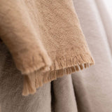 PLED Z WEŁNY Z OZDOBNYM BRZEGIEM JASNOBRĄZOWY