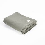 PLED Z WEŁNY Z OZDOBNYM BRZEGIEM OLIWKOWY