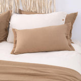 POSZEWKA 60X40 Z WEŁNY Z OZDOBNYM BRZEGIEM JASNOBRĄZOWA