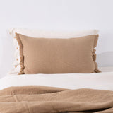 POSZEWKA 60X40 Z WEŁNY Z OZDOBNYM BRZEGIEM JASNOBRĄZOWA