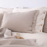 BEIGE WOOL PILLOWCASE 60X40 WITH DECORATIVE EDGE