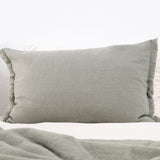 OLIVE WOOL PILLOWCASE 70X50 WITH DECORATIVE EDGE