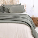 OLIVE WOOL PILLOWCASE 70X50 WITH DECORATIVE EDGE