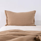 LIGHT BROWN WOOL PILLOWCASE 70X50 WITH DECORATIVE EDGE